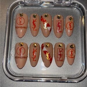 10 PC Hand Frafted Colorful Almond Nails NWT